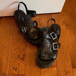 GEOX Black Strappy Sandals with Buckles